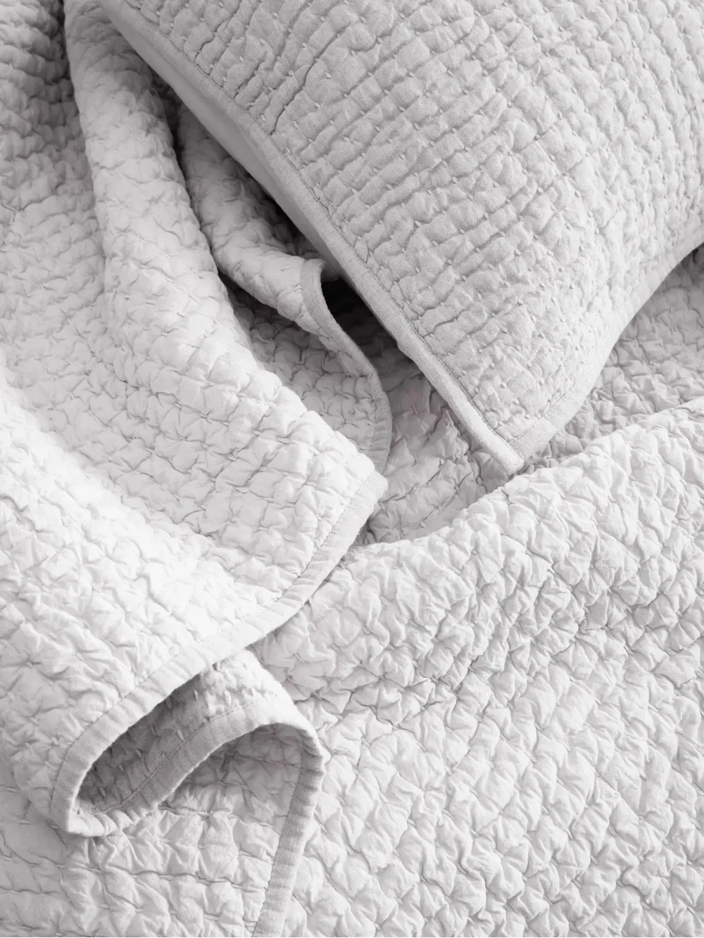 Quince European Linen Cotton Stitch Quilt Set Full/Queen White